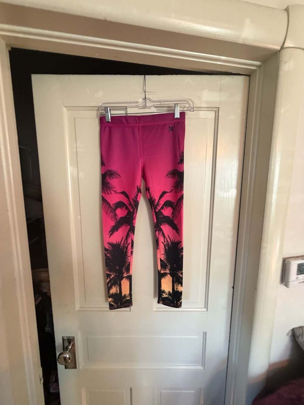 Hurley Girls Pink Palm Tree Sublimation Print Athletic Leggings Size M (10-12 Ye